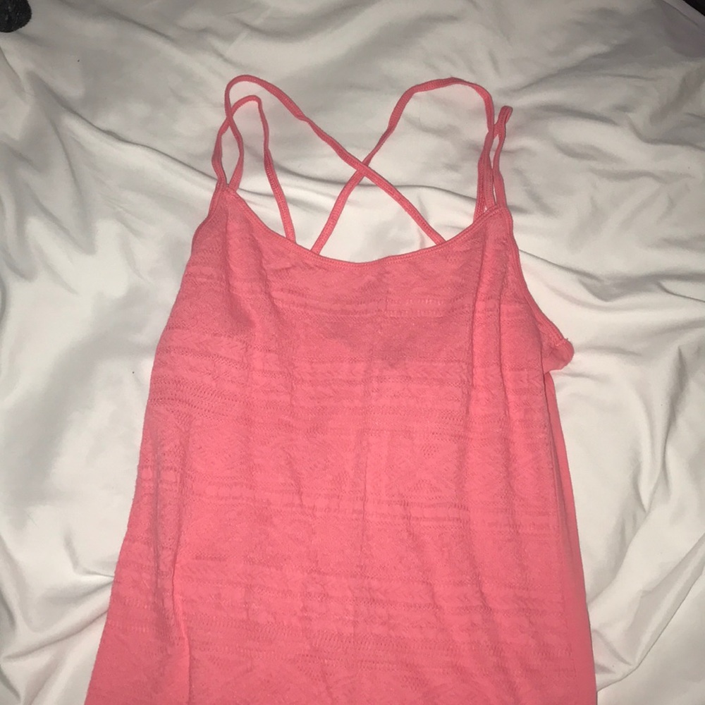 Pink tank top with cross back